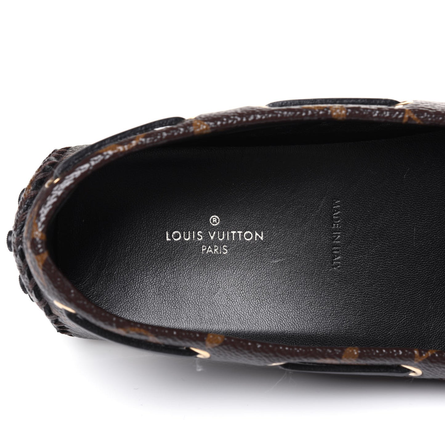 Monogram Arizona Car Shoe Moccasin Loafers 38 Macassar