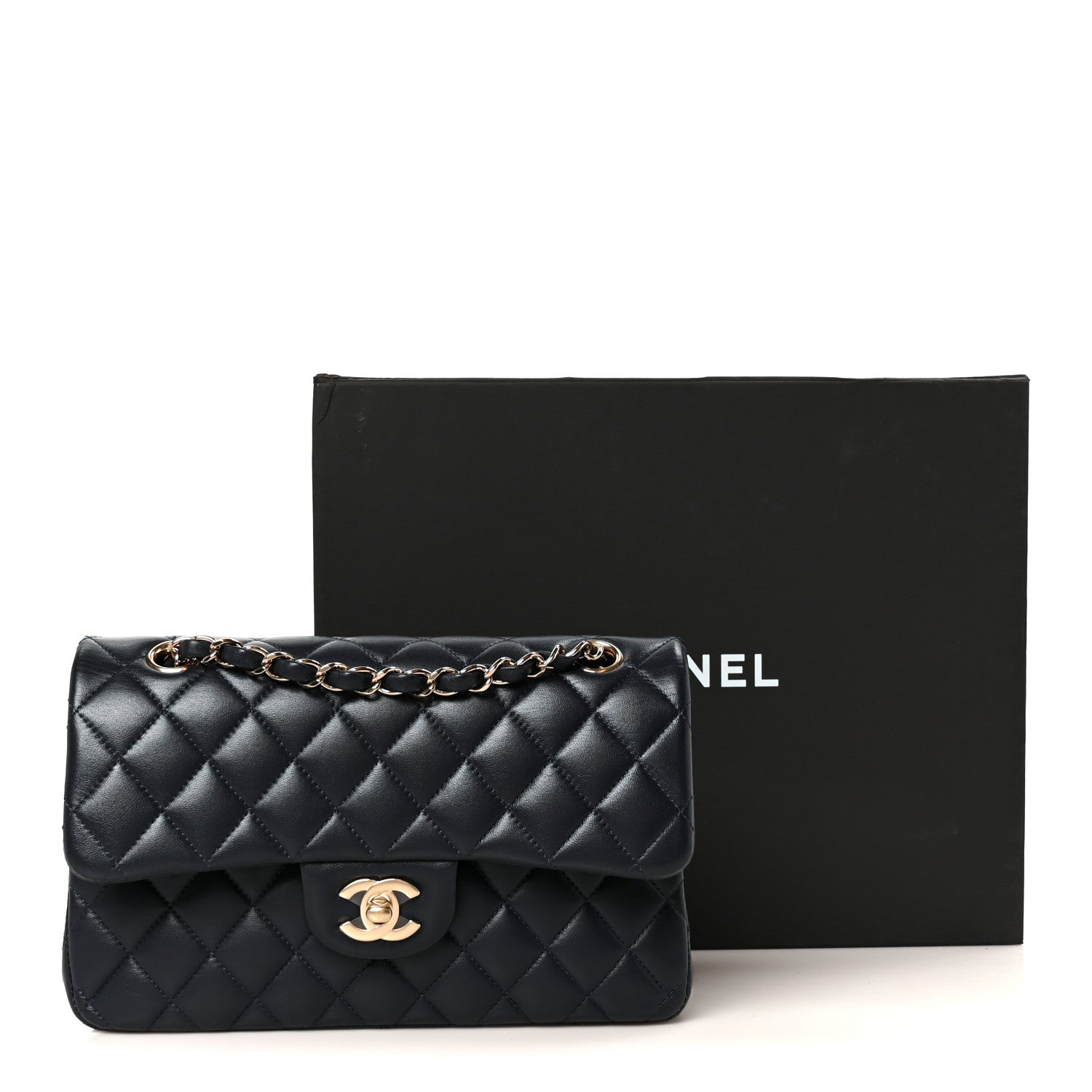 Chanel Lambskin Quilted Small Double Flap Navy 12 of 12