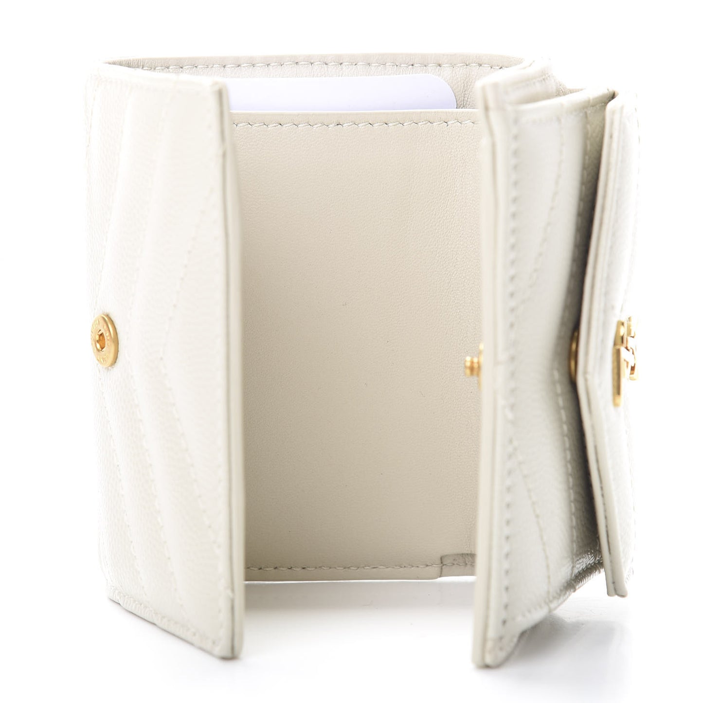 Grain De Poudre Matelasse Chevron Monogram Tiny Wallet Soft Cream