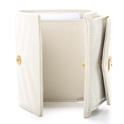 Saint Laurent Grain De Poudre Matelasse Chevron Monogram Tiny Wallet Soft Cream 5 of 8