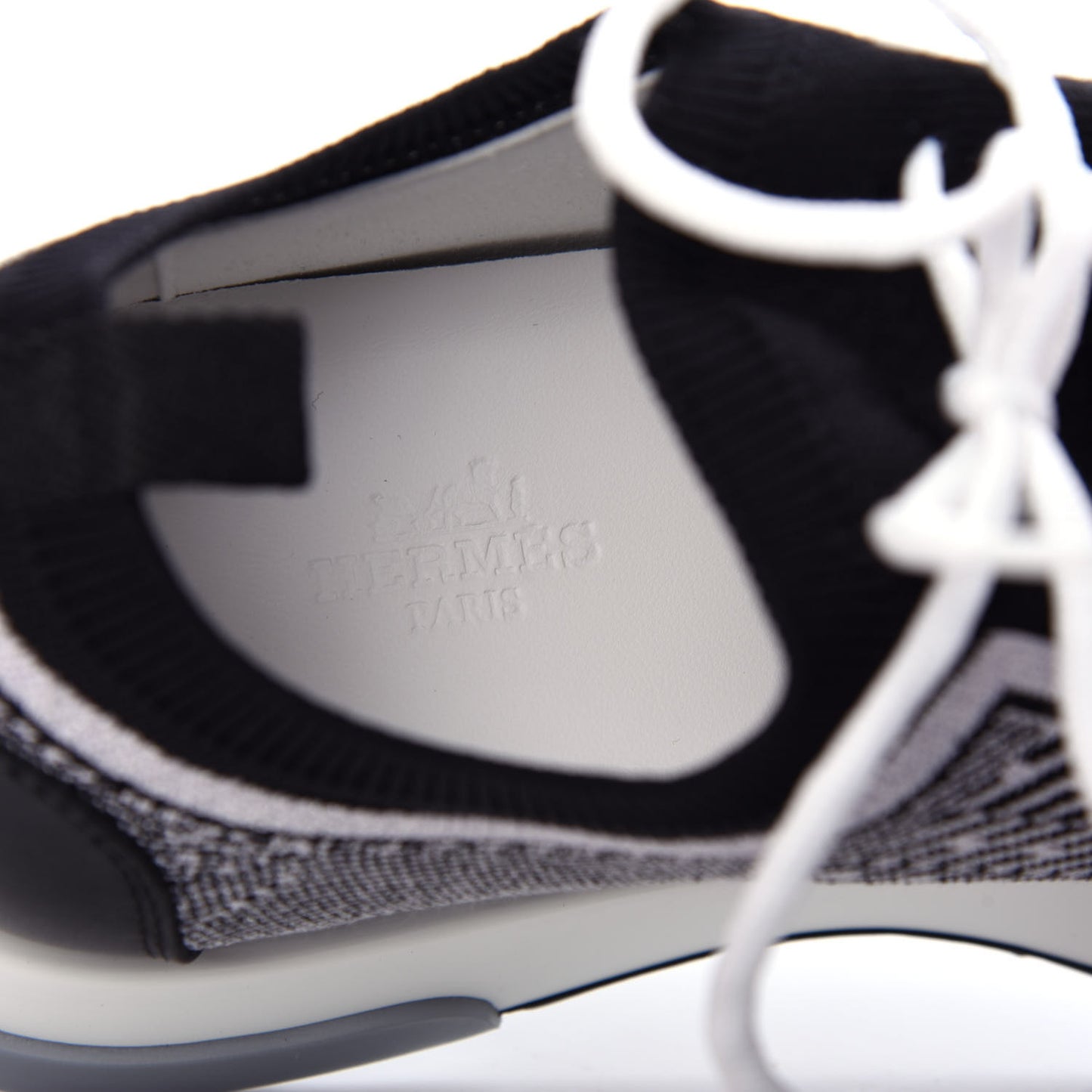 Knit Calfskin Suede Goatskin Bi-Color Womens Addict Sneakers 38 Black White