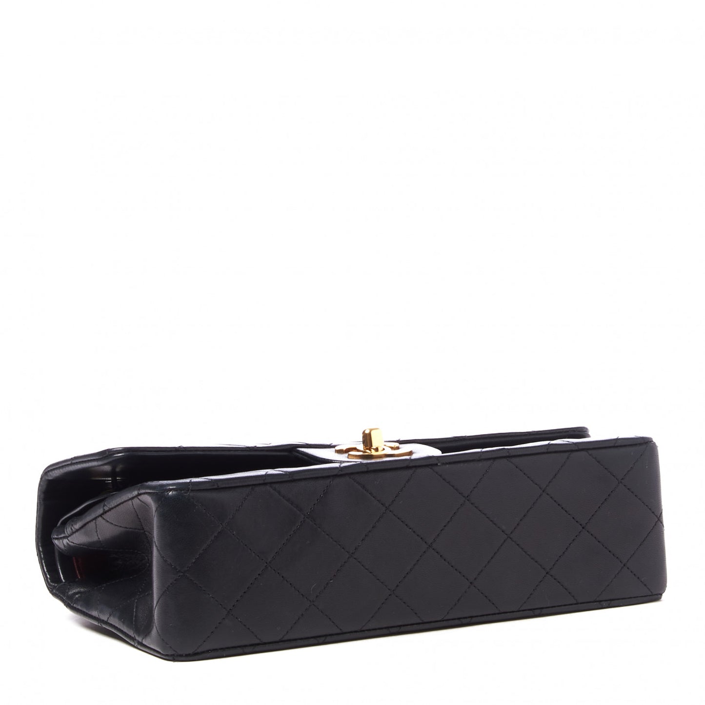 Lambskin Quilted Small Double Flap Black