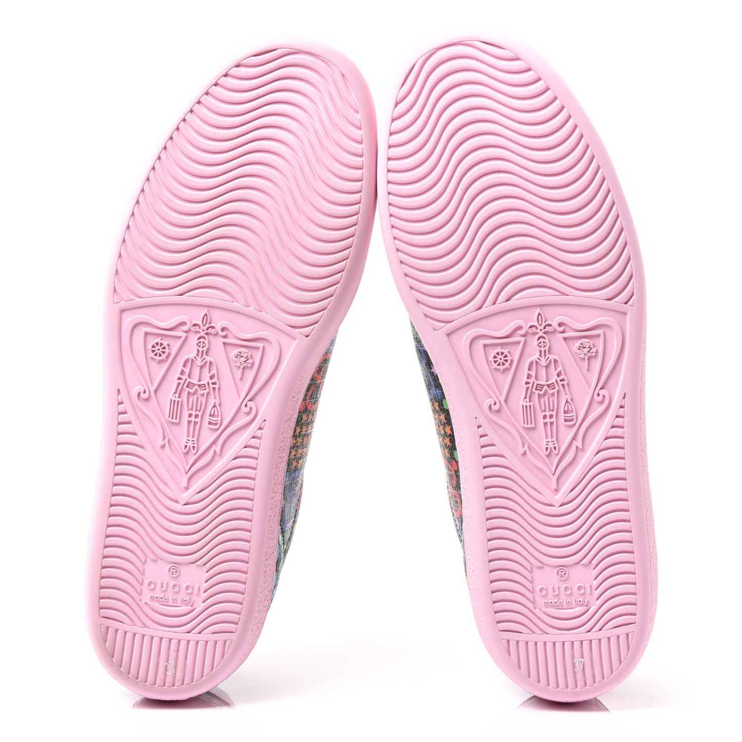 GG Supreme Monogram Psychedelic Womens Ace Sneakers 37 Black Multicolor Sugar Pink
