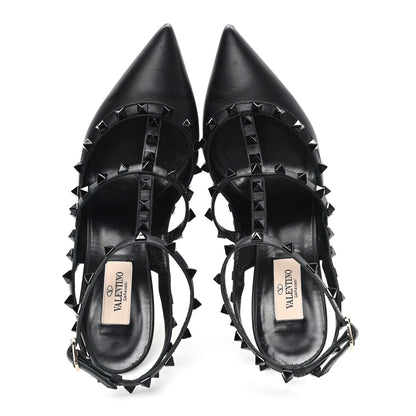 Valentino Garavani Calfskin Nappa Monochrome Rockstud Ankle Strap 100mm Pumps 40 Black 2 of 11