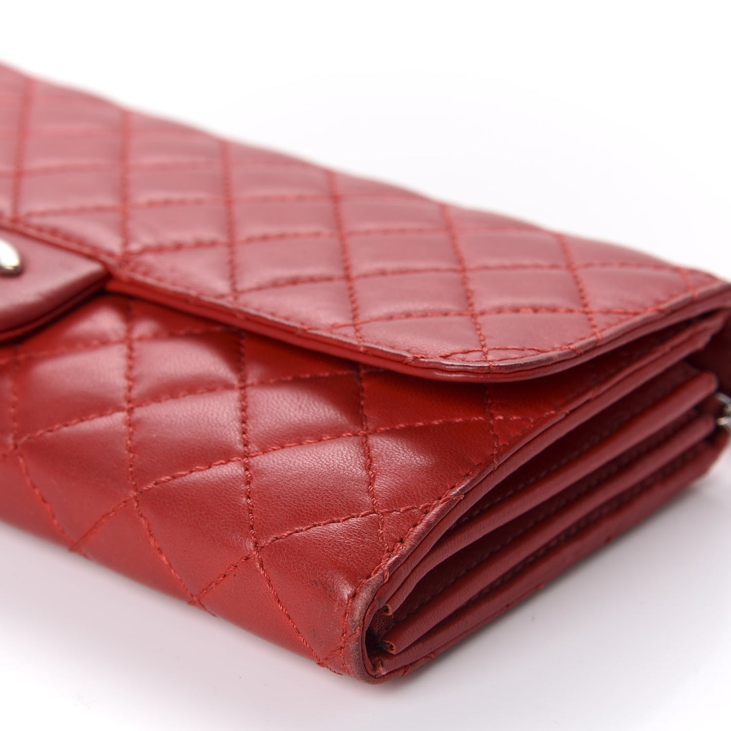 Lambskin Quilted Chain Clutch Flap Red