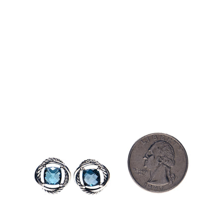 David Yurman Sterling Silver Hampton Blue Topaz 7mm Infinity Earrings 2 of 5