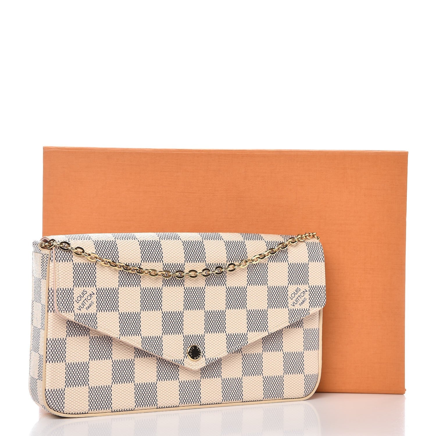 Louis Vuitton Damier Azur Pochette Felicie Chain Wallet Rose Ballerine 10 of 10