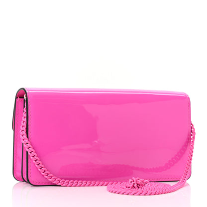 Valentino Garavani Patent Monochrome Vlogo Plaque Fold Over Wallet On Chain Pink PP 2 of 9