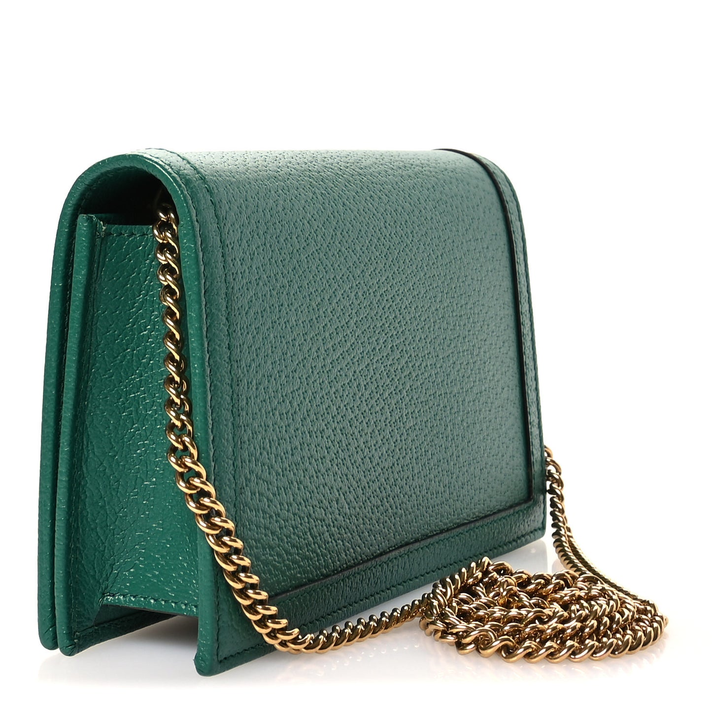 Textured Dollar Calfskin Mini Diana Chain Bag Emerald