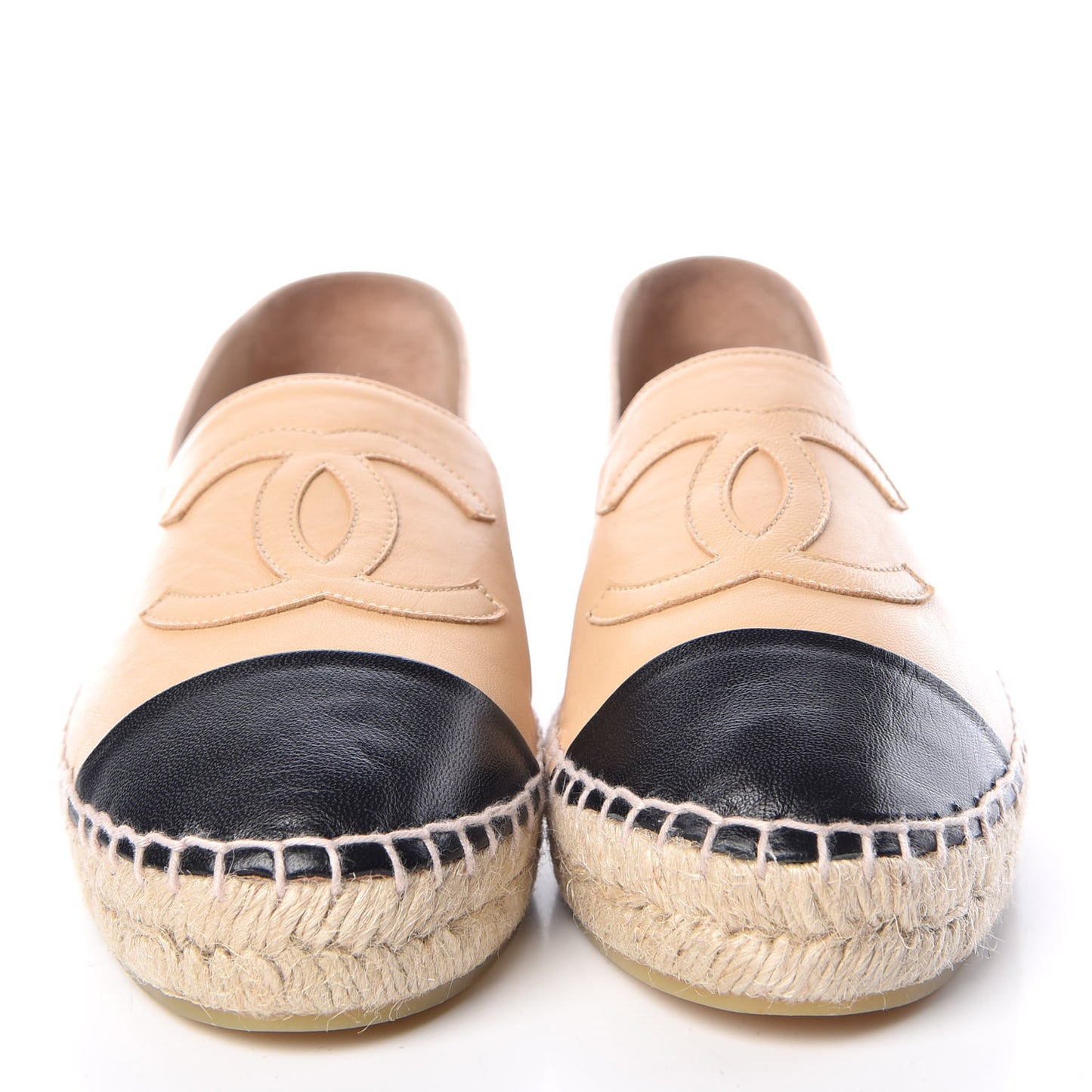 Lambskin CC Espadrilles 38 Beige Black