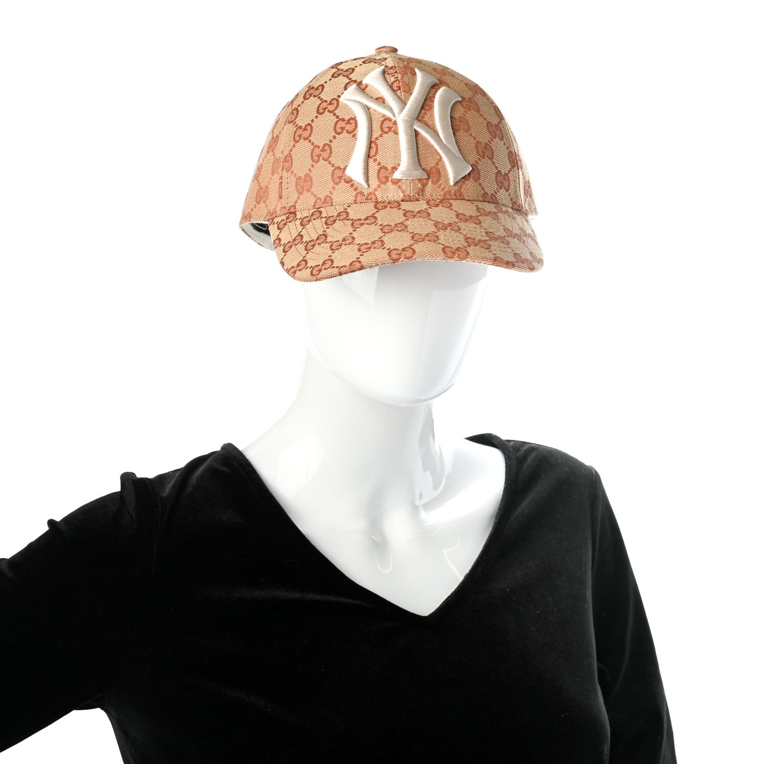 Gucci X MLB Monogram NY Yankees Baseball Hat 57-61 Beige Ruggine 2 of 10