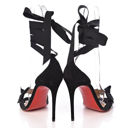 Christian Louboutin Grosgrain Suede Christeriva 100 Sandals 36.5 Black 12 of 13