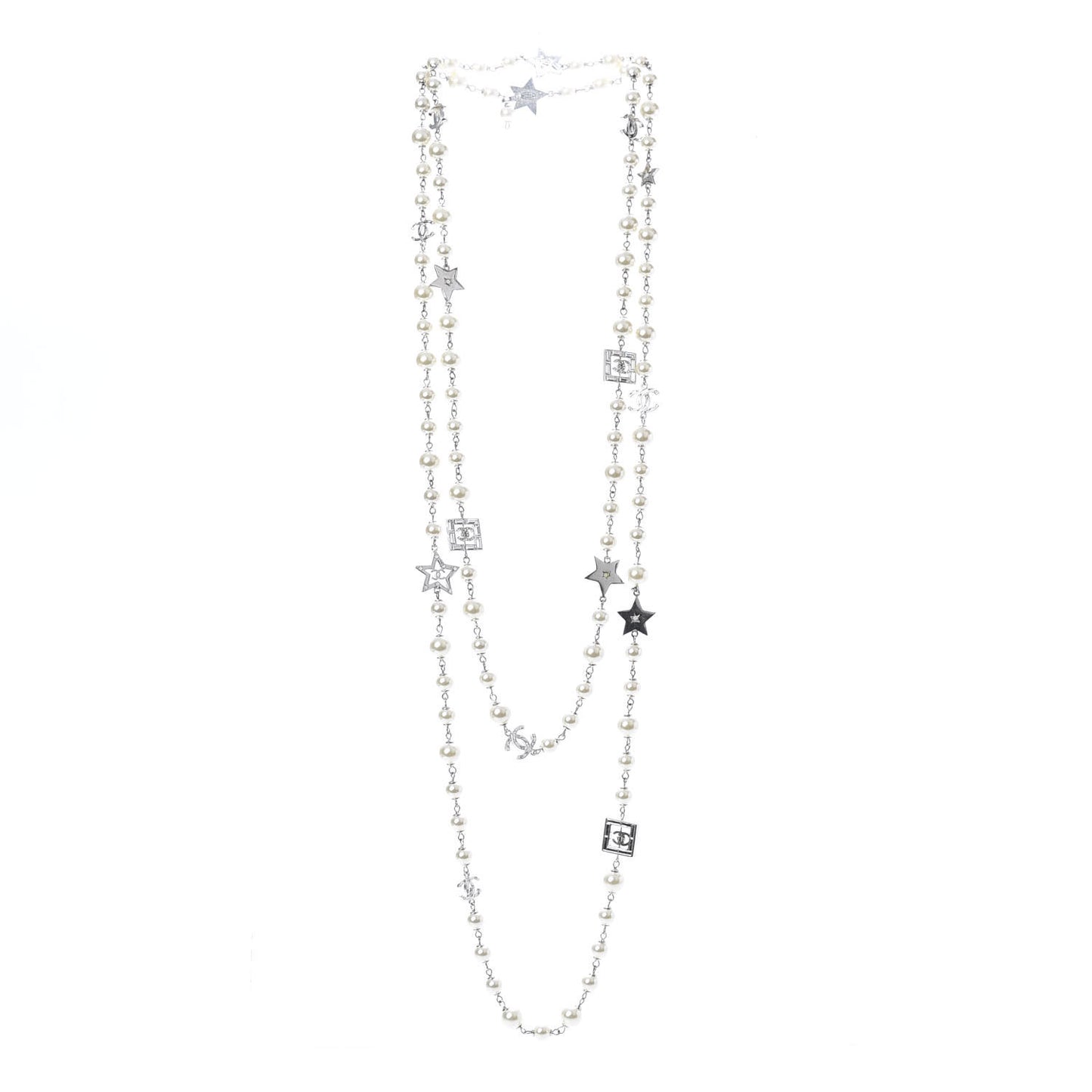 Pearl CC Star Long Necklace Gold