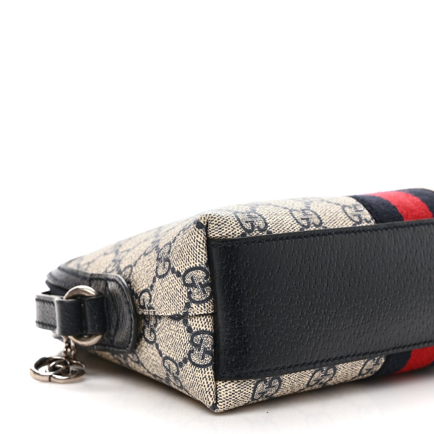GG Supreme Monogram Textured Dollar Calfskin Web Small Ophidia Dome Shoulder Bag Beige Blue