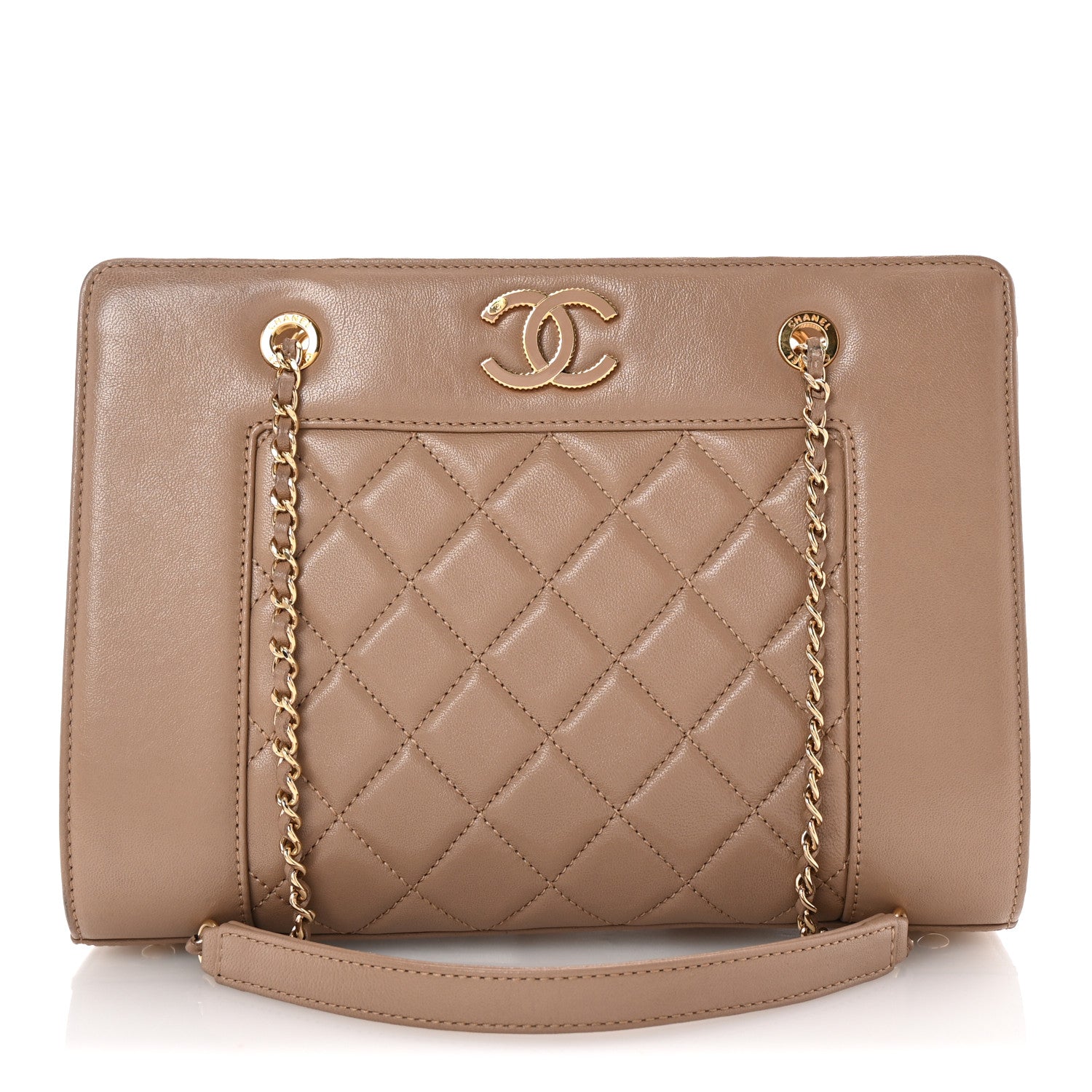 Chanel Sheepskin Quilted Mademoiselle Vintage Shopping Tote Beige 1 of 10