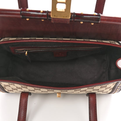 Gucci Monogram Bamboo Bullet Satchel Burgundy 5 of 9