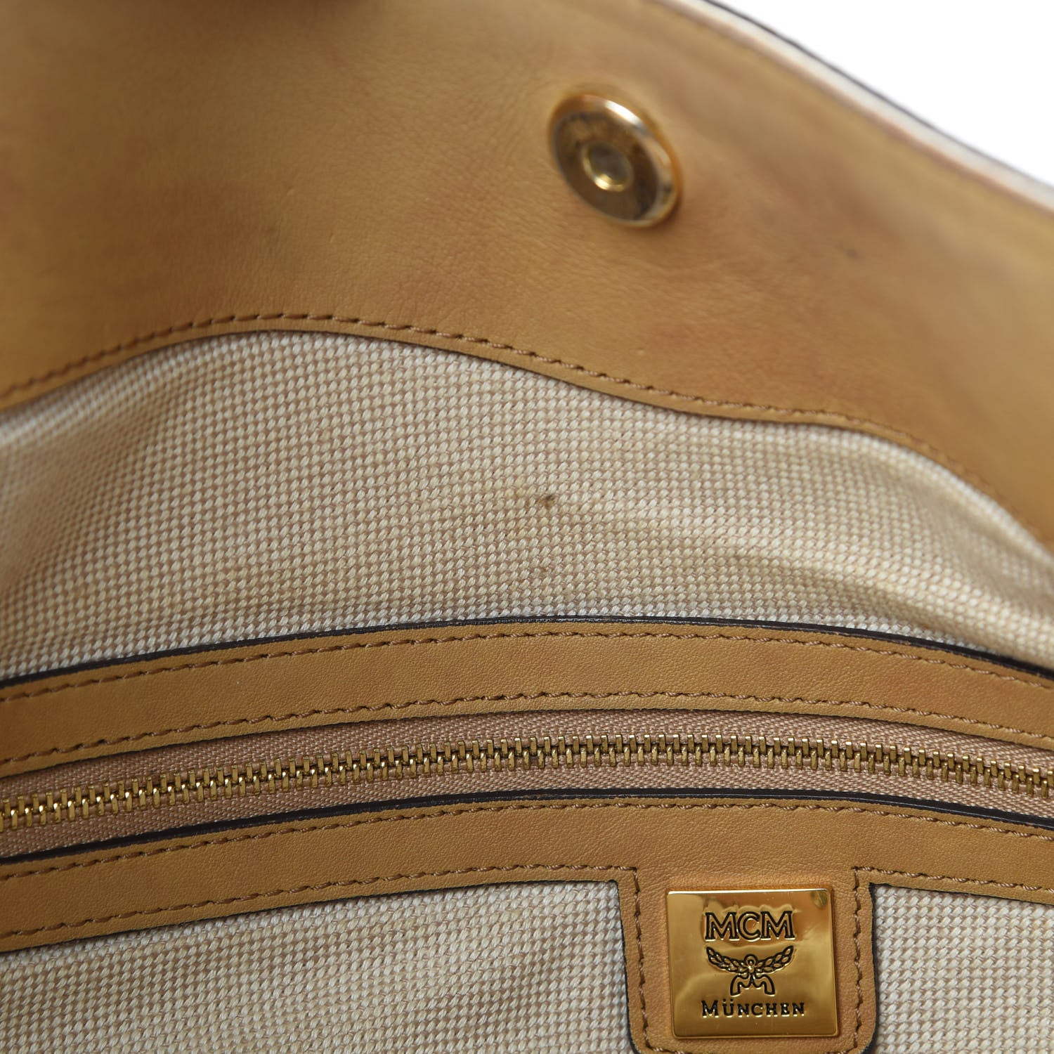 MCM Striped Visetos Shopping Tote Beige 16 of 19