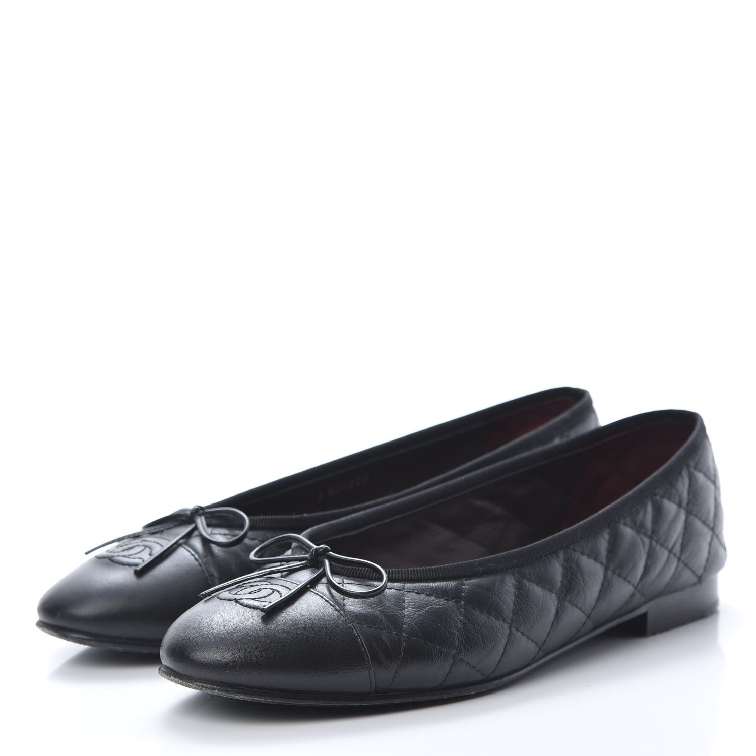 Chanel Aged Calfskin Quilted CC Cap Toe Ballerina Flats 40 Black 3 of 12