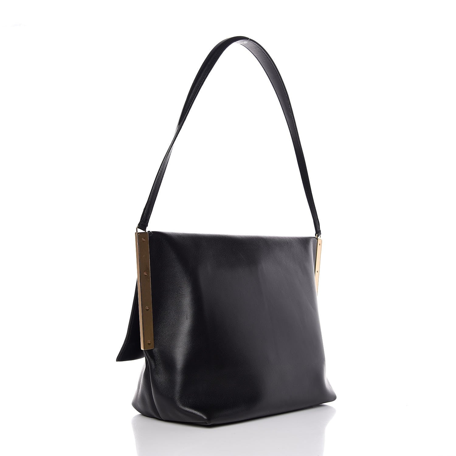 Celine Lambskin Flap Clasp Shoulder Bag Black 3 of 7