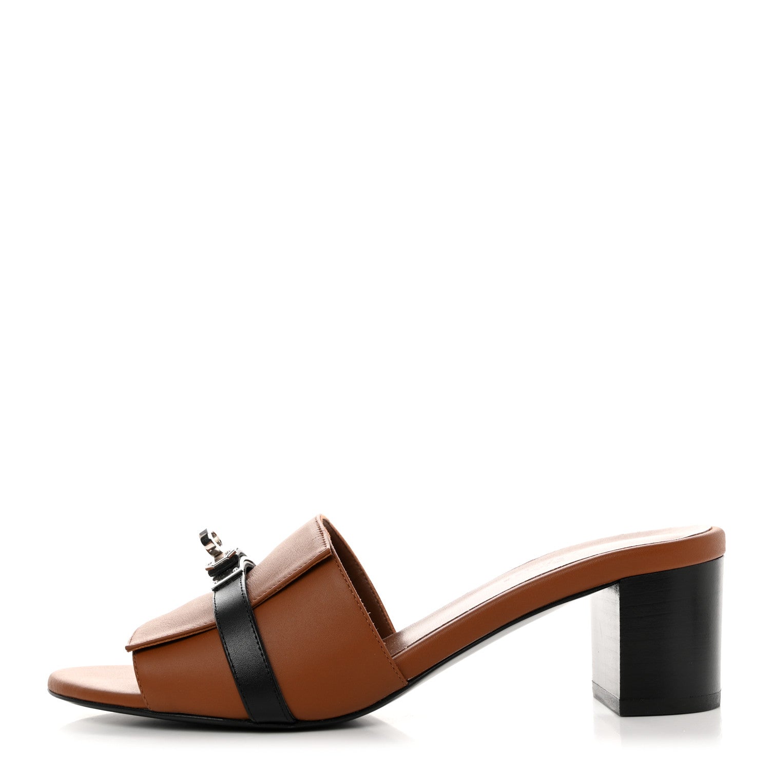 Hermes Calfskin Gigi 50 Sandals 38.5 Gold Black 1 of 9