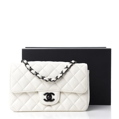 Chanel Crumpled Calfskin Quilted Mini Rectangular Flap White 11 of 11