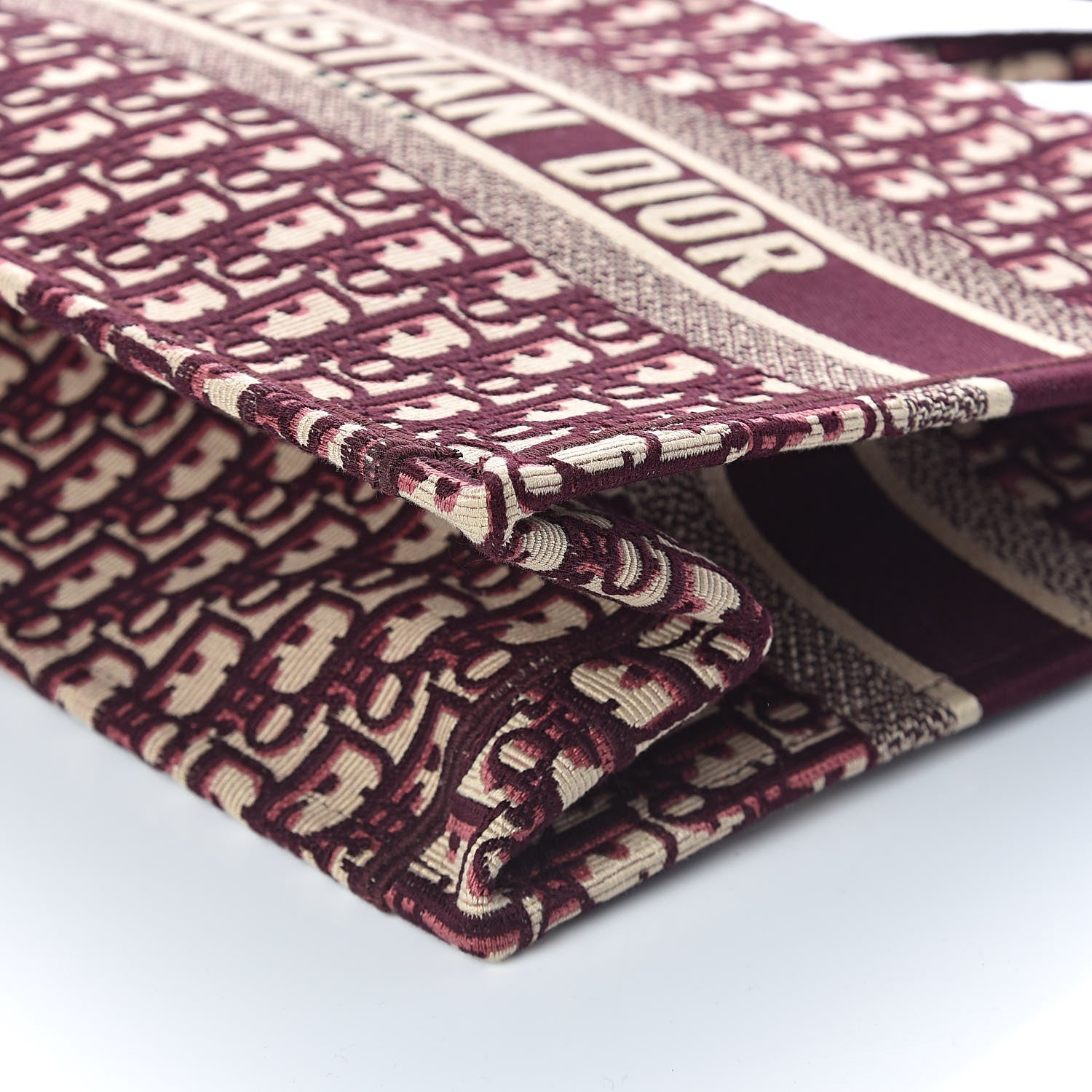 Christian Dior Oblique Medium Book Tote Burgundy Multicolor 9 of 10
