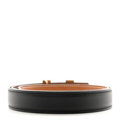 Hermes Swift Epsom 24mm Guilloche H Belt 80 Black Gold 2 of 6