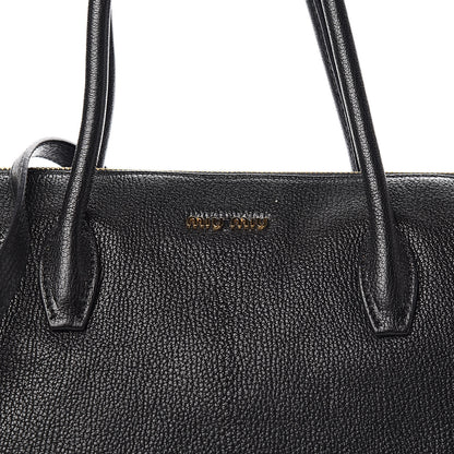 Miu Miu Goatskin Madras Zip Tote Black 10 of 10