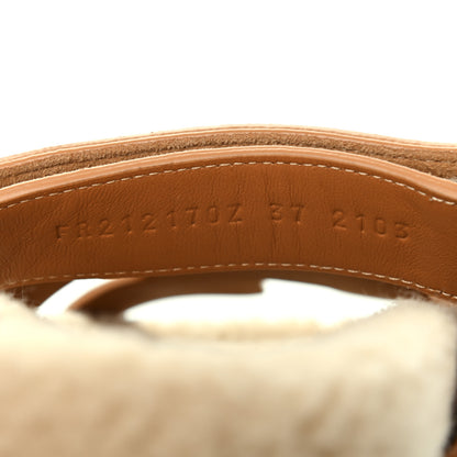 Hermes Suede Goatskin Woolskin Womens Chypre Sandals 37 Golden Beige 8 of 9