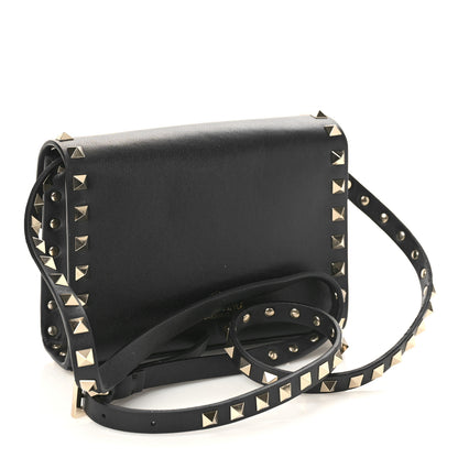 Valentino Garavani VALENTINO GARAVANI Vitello Mini Rockstud Flap Wallet on Strap Black 3 of 8