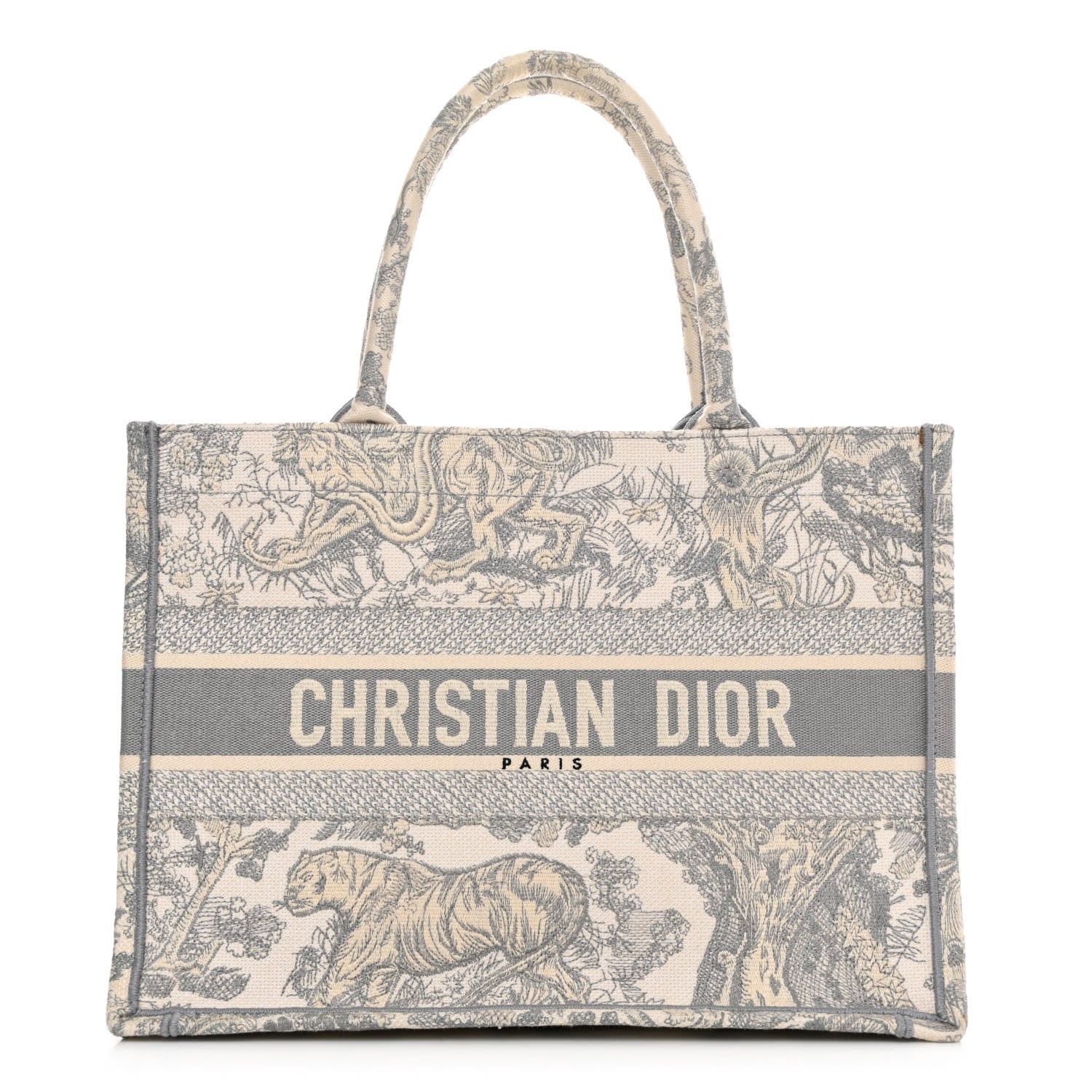 Christian Dior Canvas Embroidered Medium Dioriviera Toile De Jouy Book Tote Gray 1 of 14