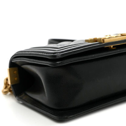 Chanel Shiny Caviar Quilted Small Top Handle Boy Flap Black 9 of 11