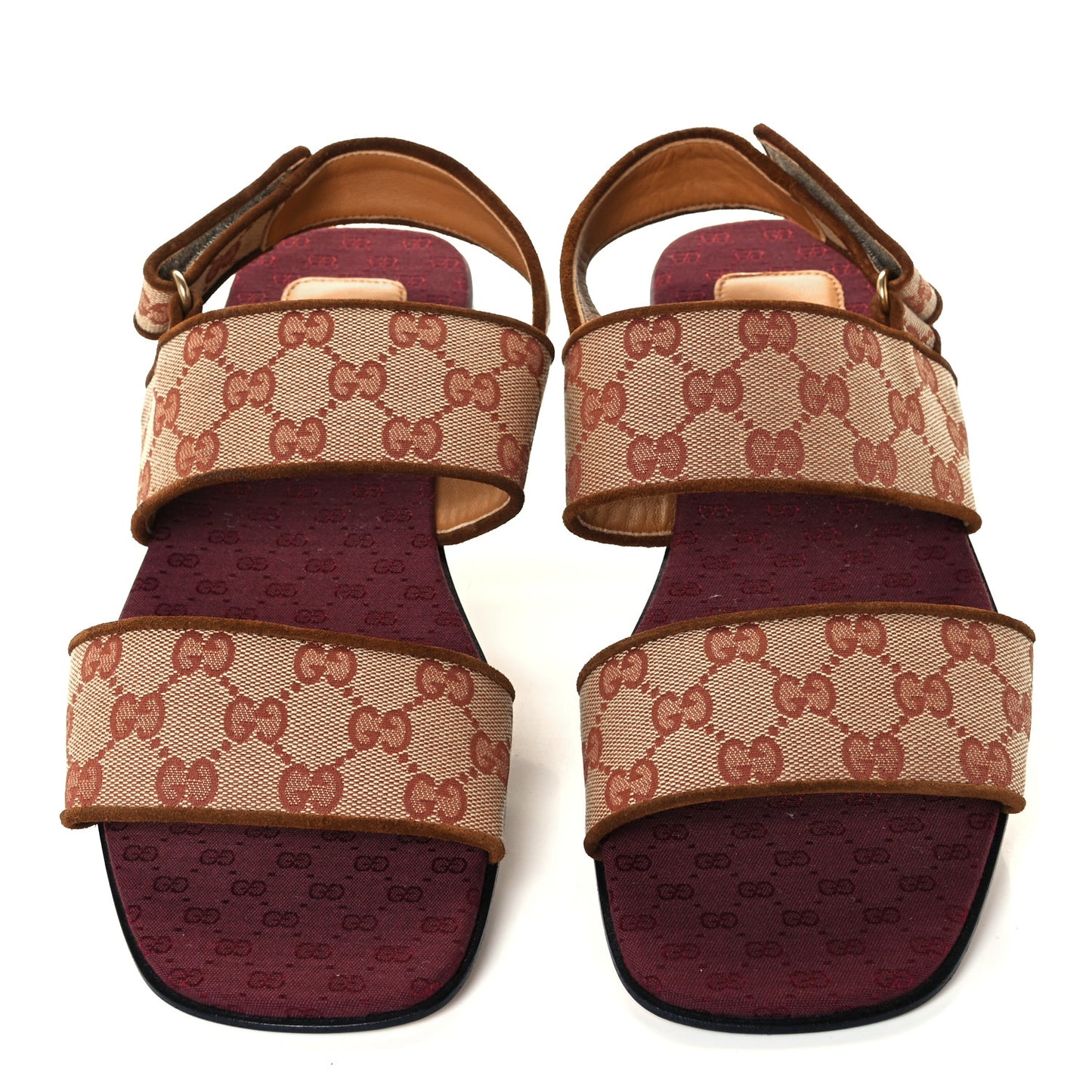 Canvas GG Monogram Mens Slingback Flat Sandals 9 Beige Ruggine Cuir
