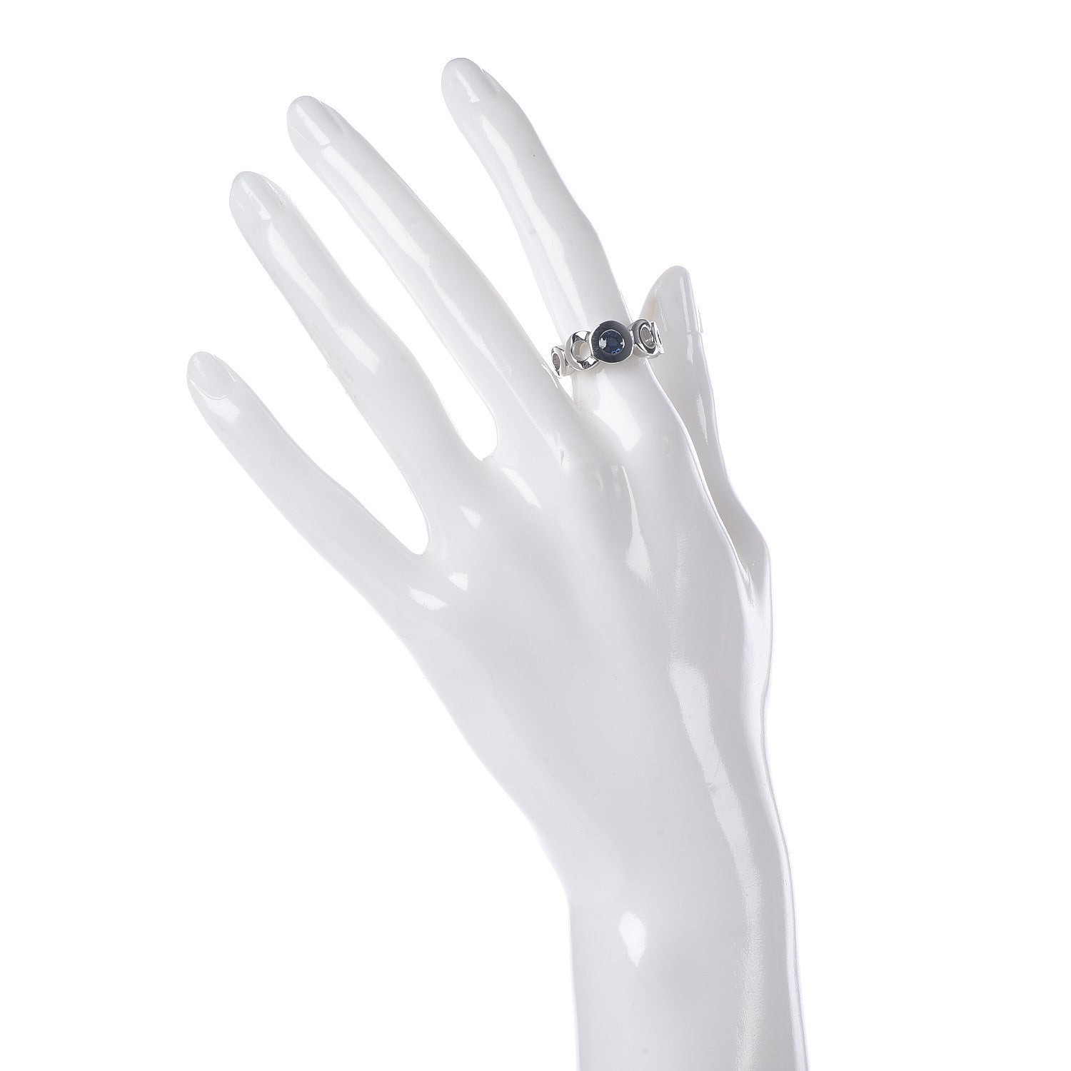 Chanel 18K White Gold Blue Sapphire Coco Ring 49 4.75 2 of 5