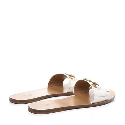 Gucci Malaga Kid Fringe Horsebit Slide Sandals 39.5 White 4 of 11