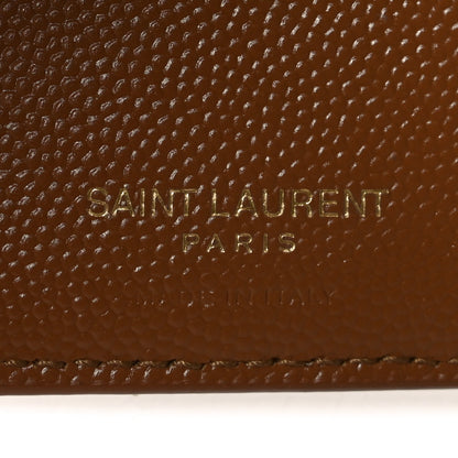 Saint Laurent Grain De Poudre Matelasse Chevron Monogram Zipped Card Case Natural Dark 6 of 8