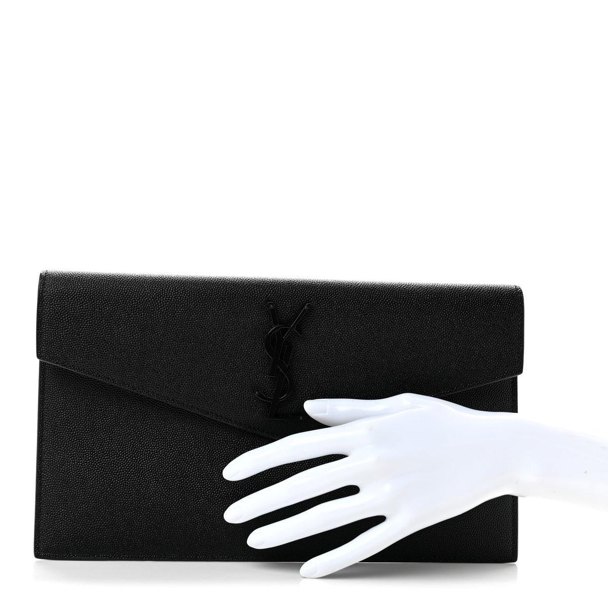 Saint Laurent Grain De Poudre Monogram Uptown Pouch Black 2 of 8