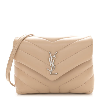 Saint Laurent Calfskin Y Quilted Monogram Toy Loulou Crossbody Bag Nude Powder 1 of 11