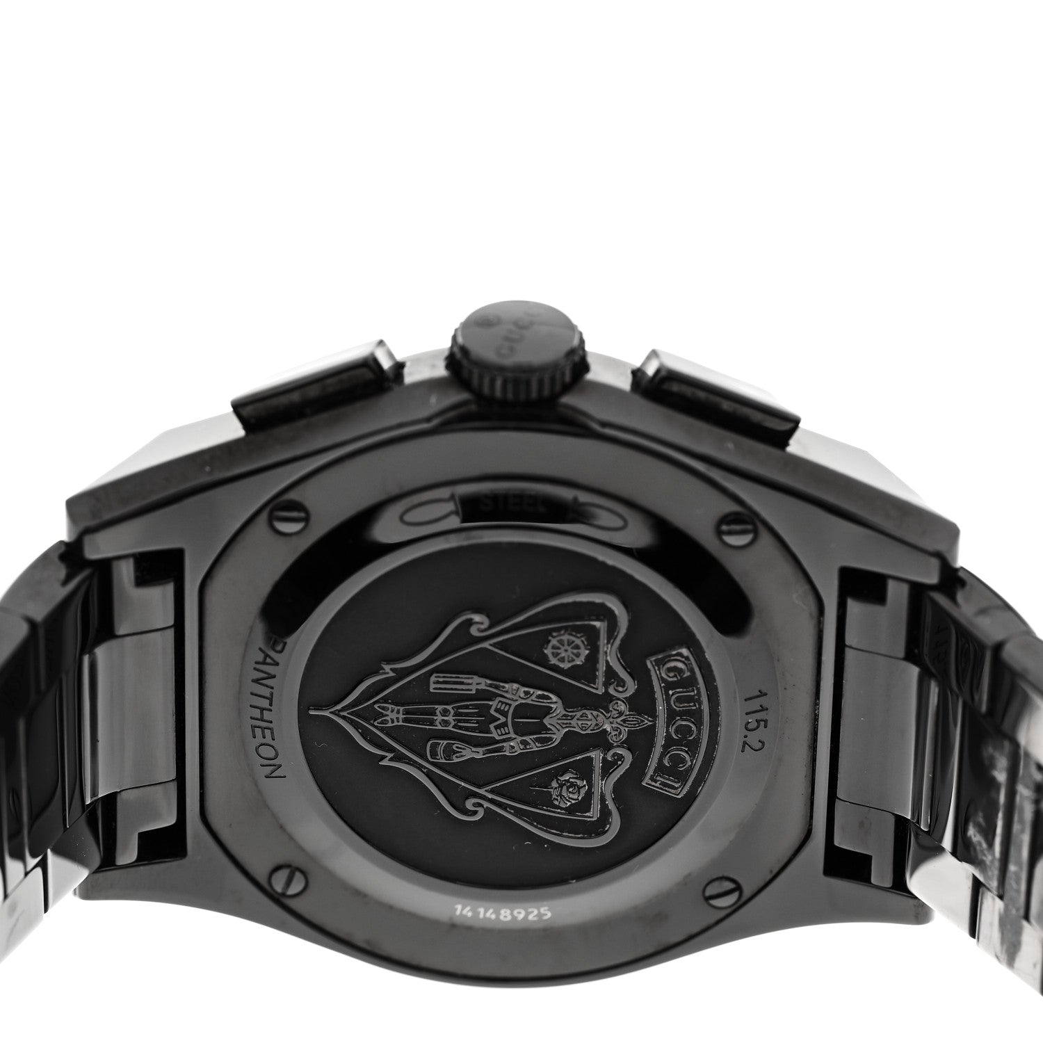 Gucci Stainless Steel 44mm Pantheon Chronograph Quartz Watch Black