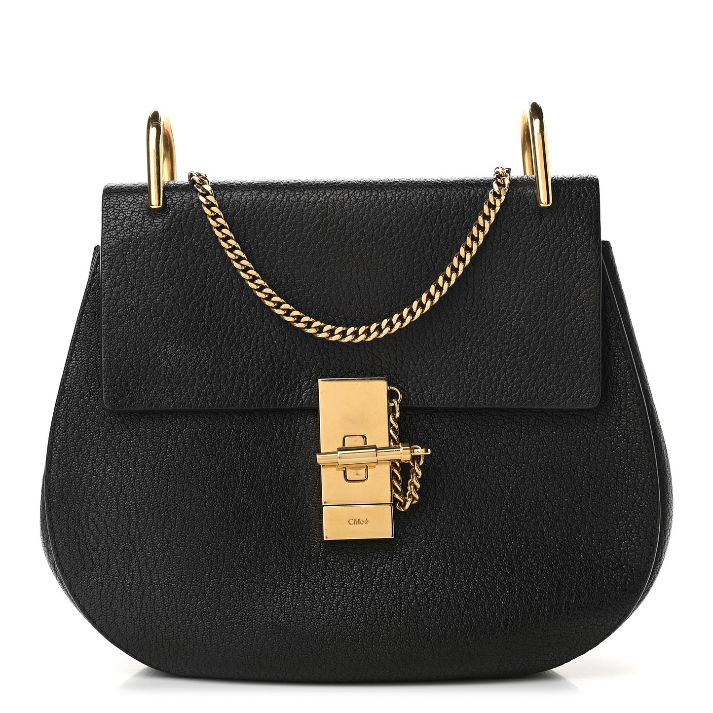 Grained Lambskin Drew Shoulder Bag Black