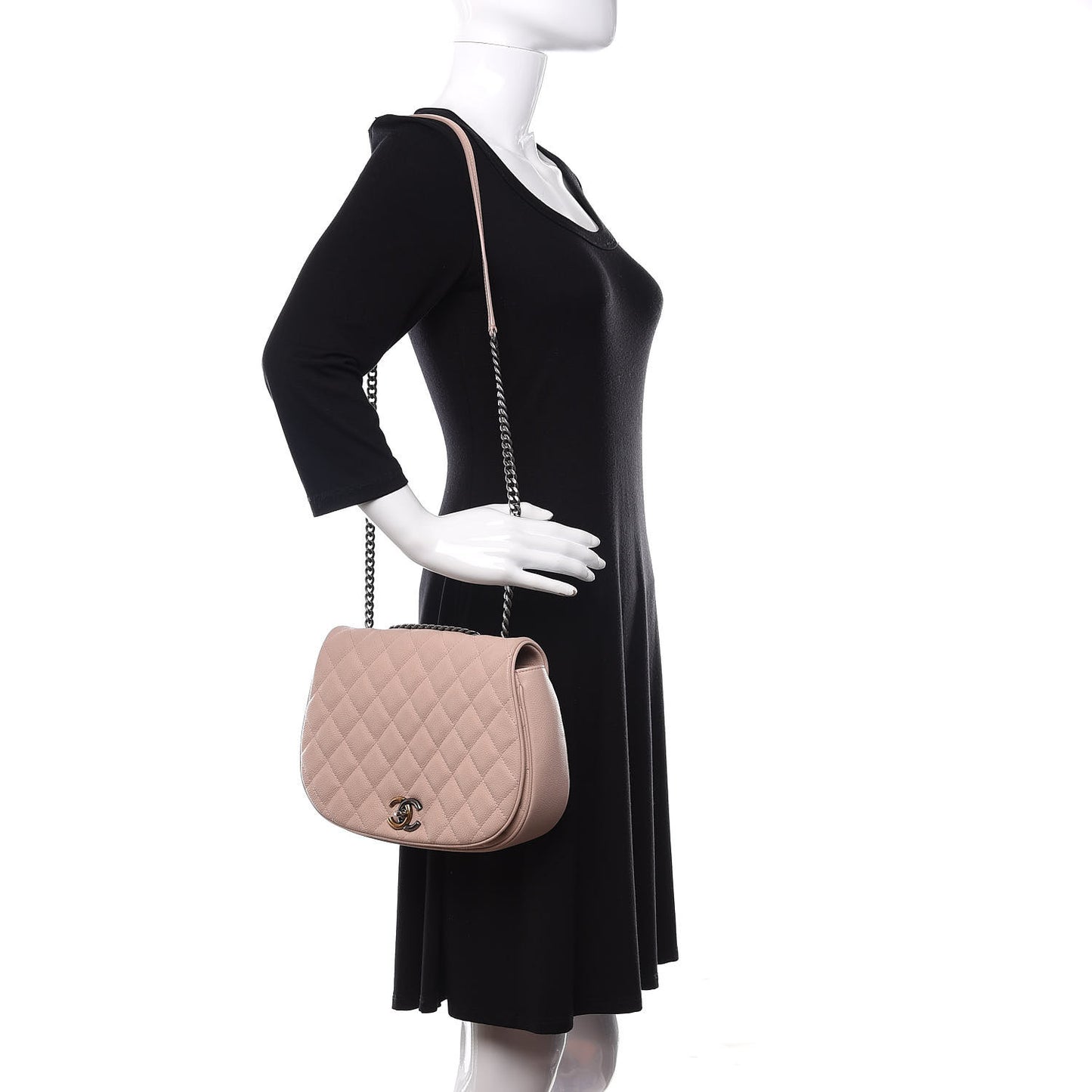 Caviar Quilted Casual Pocket Messenger Flap Light Pink