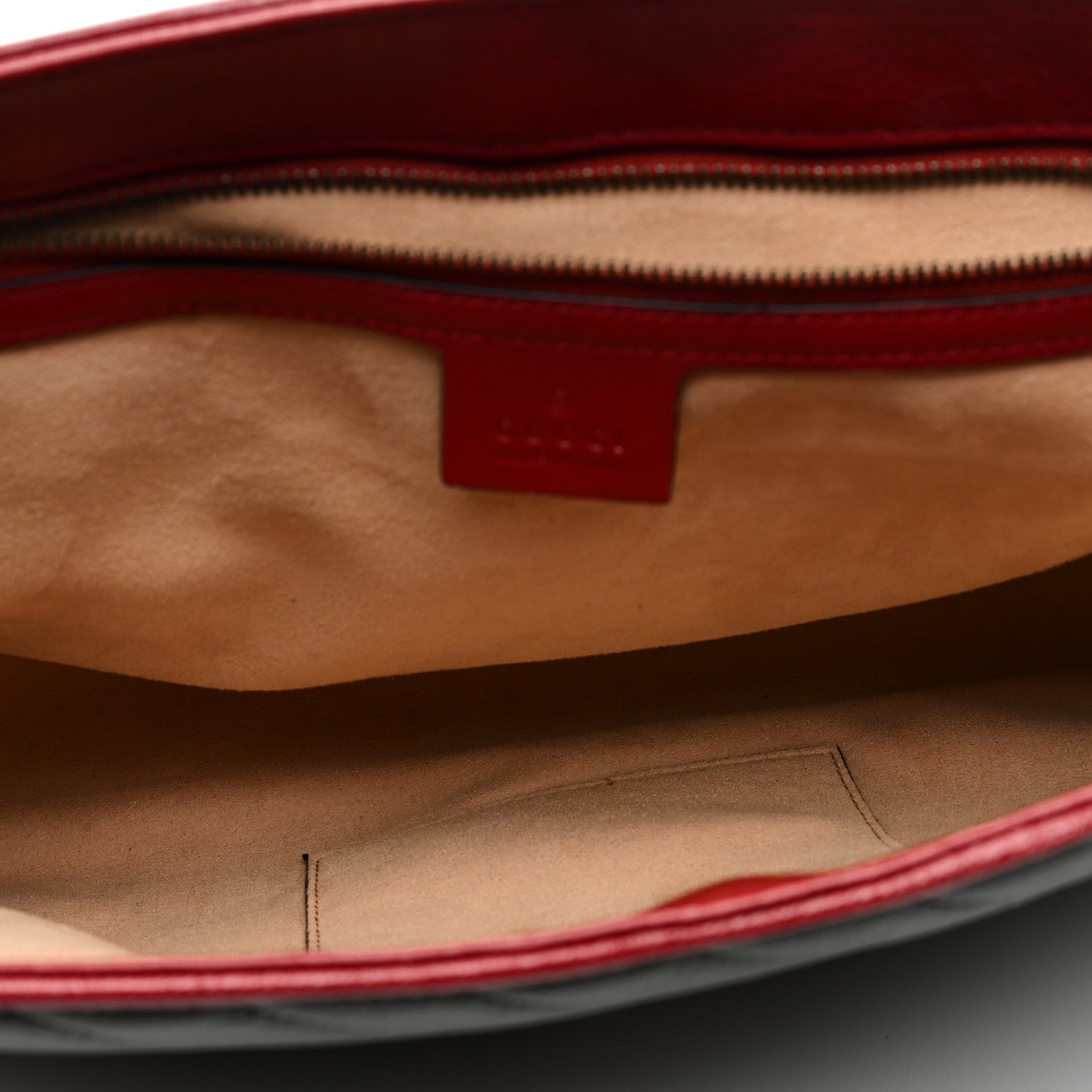 Gucci Vintage Effect Calfskin Matelasse Diagonal Large Torchon GG Marmont Shoulder Bag Black Romantic Cherry 5 of 9