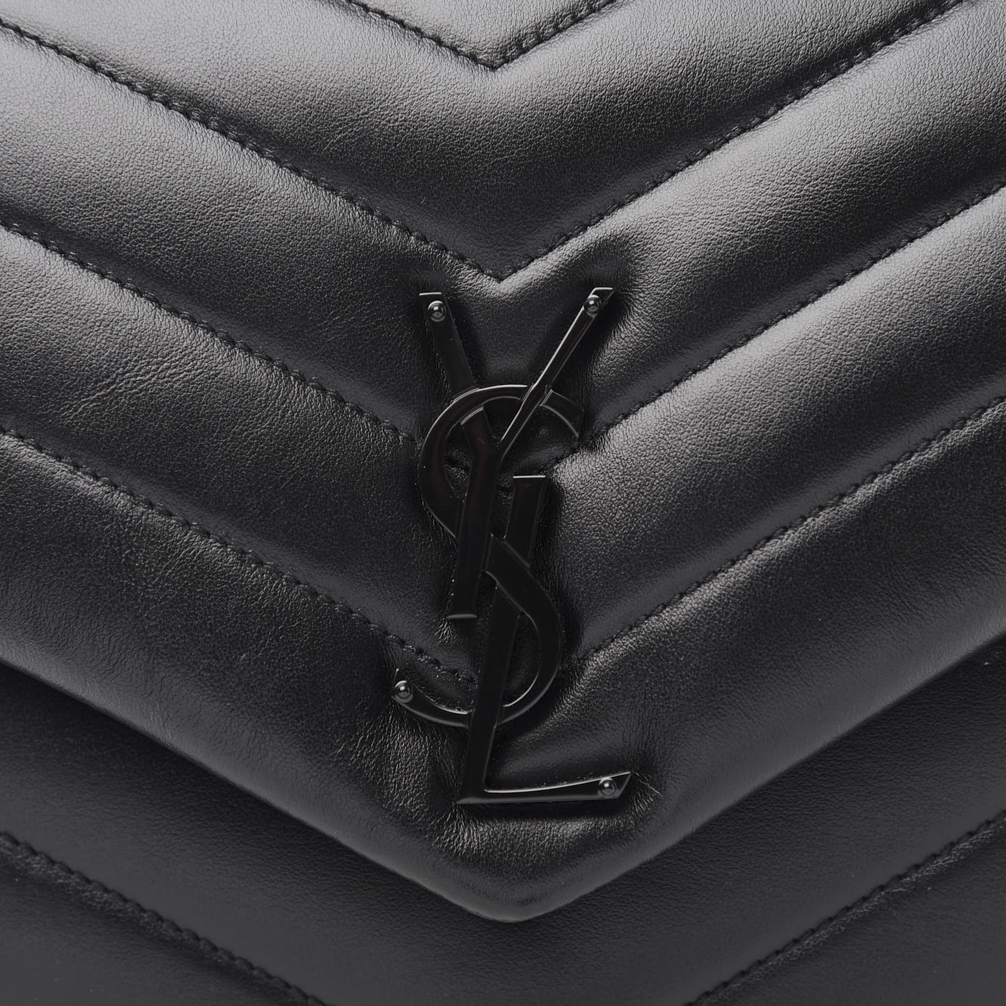 Calfskin Y Quilted Monogram Medium Loulou Chain Satchel Black