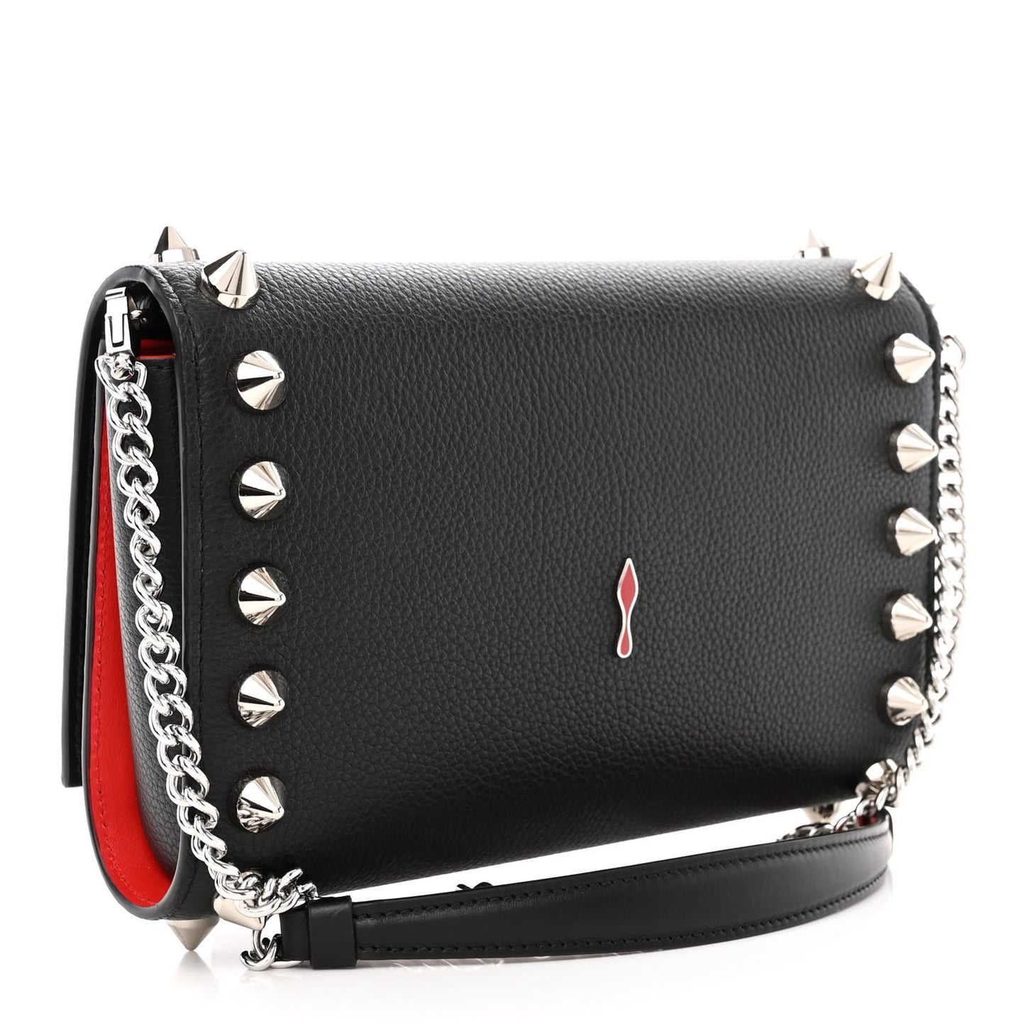 Calfskin Empire Maxi Spikes Paloma Clutch Black