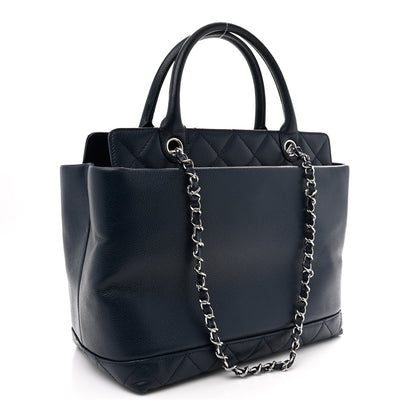 Chanel Soft Caviar CC Medium Top Handle Tote Navy Blue 3 of 11