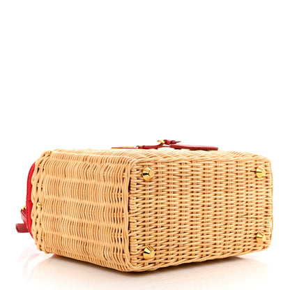 Prada Wicker Canvas Tote Naturale Red 4 of 16