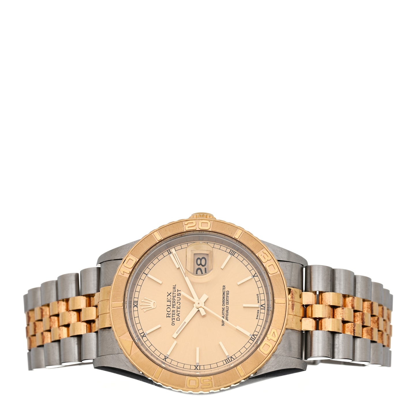 Stainless Steel 18K Yellow Gold 36mm Oyster Perpetual "Thunderbird" Datejust Watch Champagne 16263