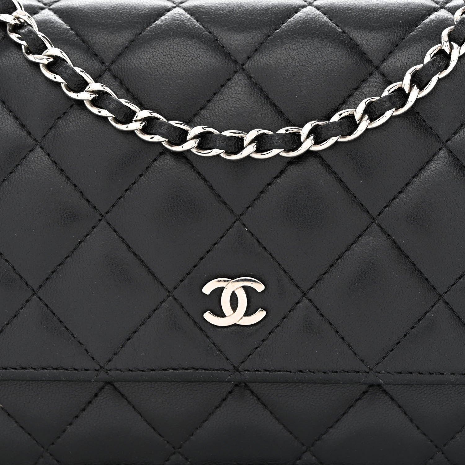 Chanel Lambskin Quilted Wallet On Chain WOC Black 9 of 11