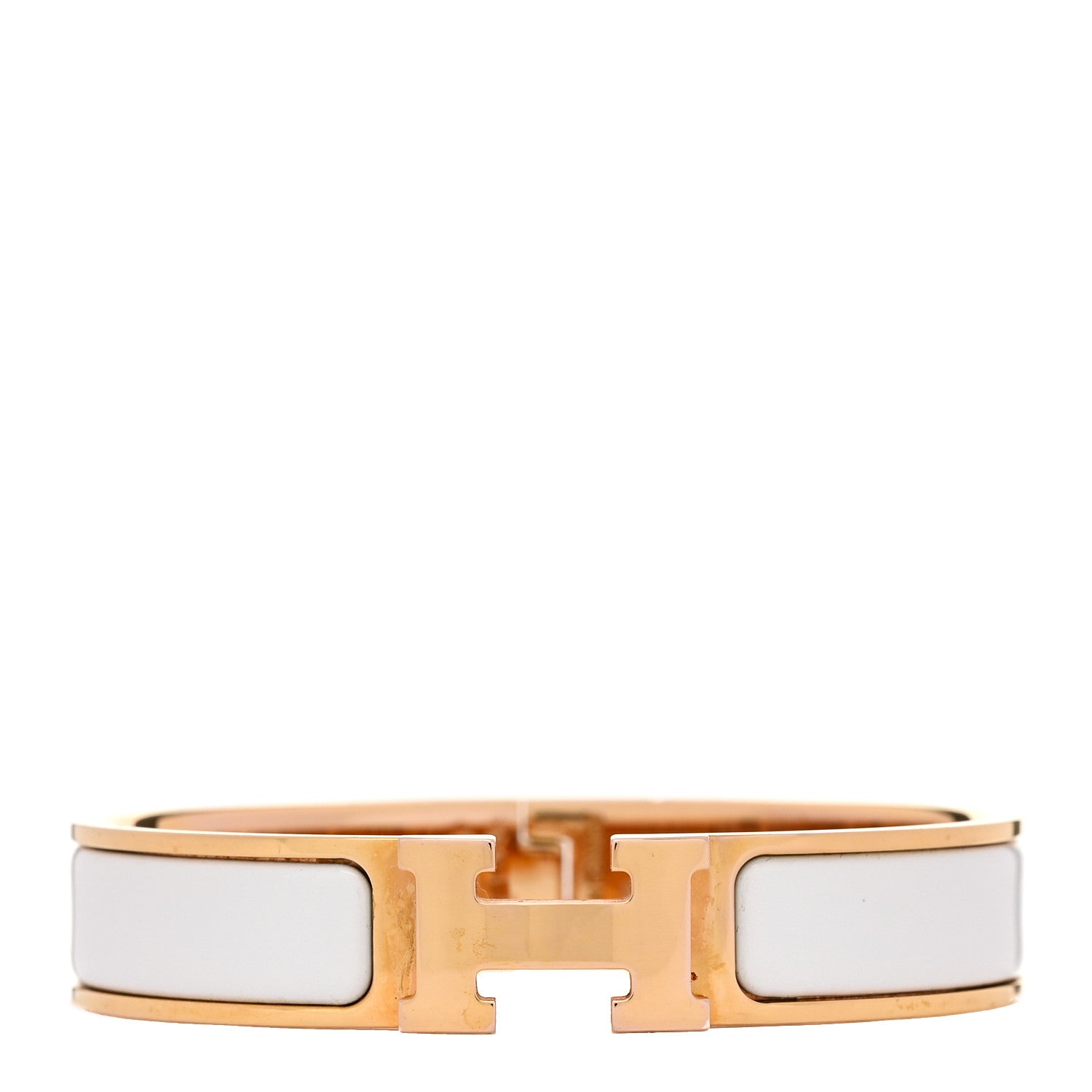 Hermes Enamel Narrow Clic Clac H Bracelet PM White 1 of 3