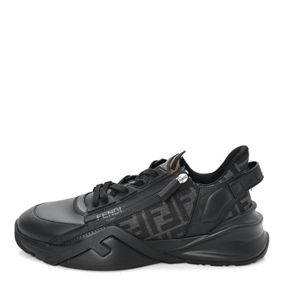 Fendi Calfskin Nylon Lycra Mens Fendi Flow Low Top Sneakers 11 Black Grigio Tabacco 1 of 9